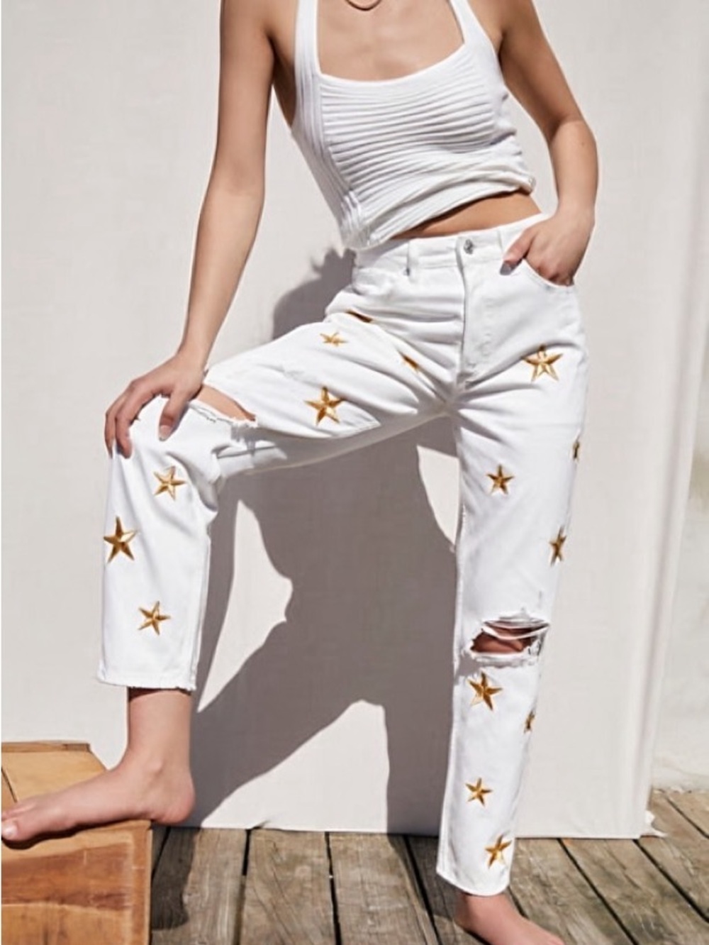 Free People Fast Times Star Mom Jeans